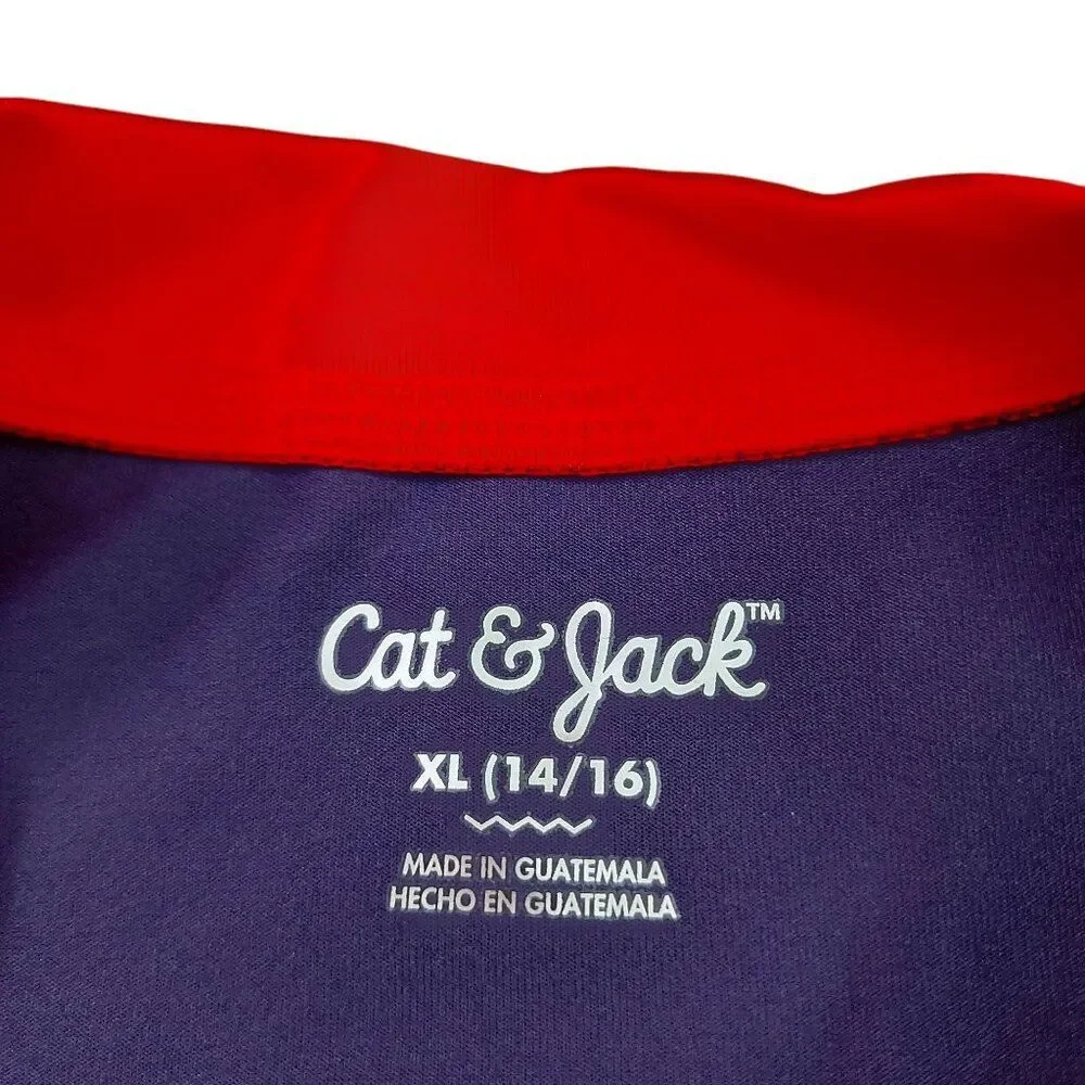 Cat and Jack Rushguard Girls XL 14/16 Navy Butterfly Sleeve Summer Outdoor